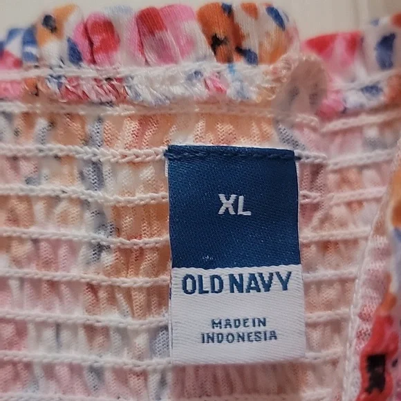 Old Navy Cotton Floral Maxi Dress Size XL Smocked Top Straps Feminine Spring - Picture 5 of 7
